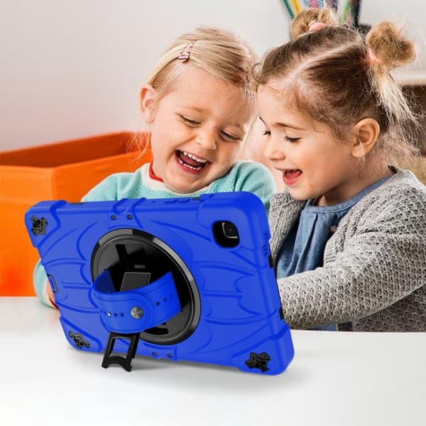 Samsung Galaxy Tab A7 Lite Bat Hand Grip Turntable Ställ Blå Svart