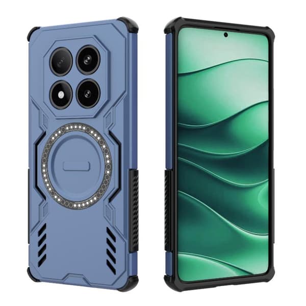 Redmi Note 14 Pro 5G - Butterfly Armor MagSafe Magnetisk Ring Stötsäker Mobilskal Blå