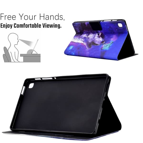 Samsung Galaxy Tab A7 Lite TPU Läderfodral Fjäril Varg