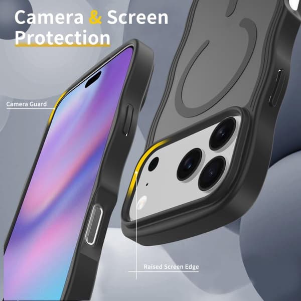 iPhone 18 Pro Max / iPhone 17 Pro Max Skal med Vågtextur och MagSafe Svart
