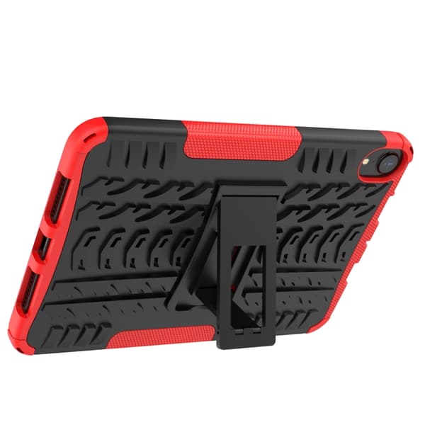 iPad mini 6 / mini 2024 Skal med Däcktextur TPU + PC Stötsäker Tablet Case med Ställning Röd
