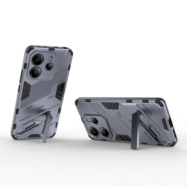 Redmi Note 14 4G - Punk Armor 2 i 1 PC + TPU Mobilskal med Ställ, Grå