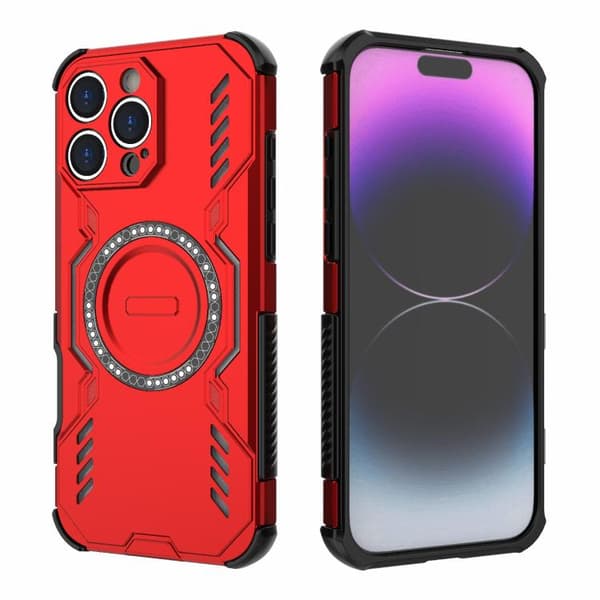 iPhone 16 Pro Butterfly Armor MagSafe Magnetisk Ring Stötsäker Skal Röd