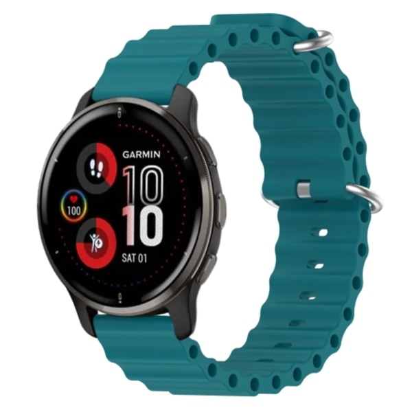 För Garmin Venu 2 Plus 20mm Ocean Style Silikon Solid Color Watch Band Green