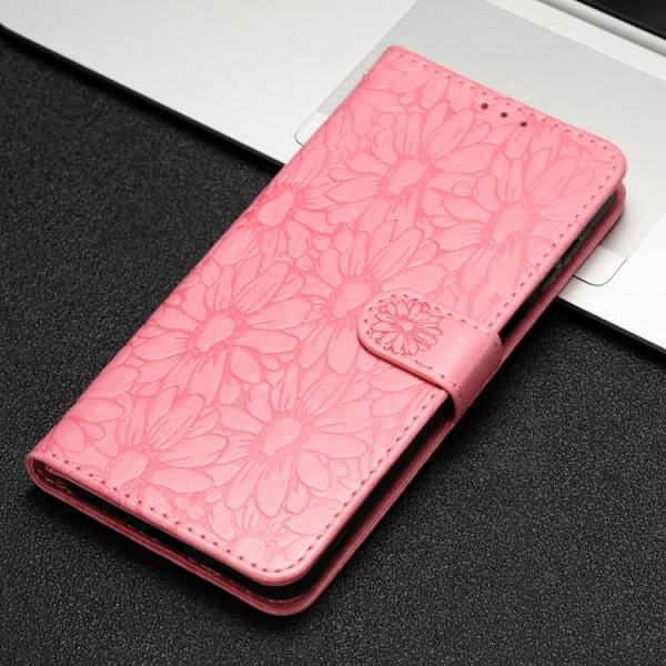 Redmi Note 14 4G - Daisy Prägling Läderfodral Rosa