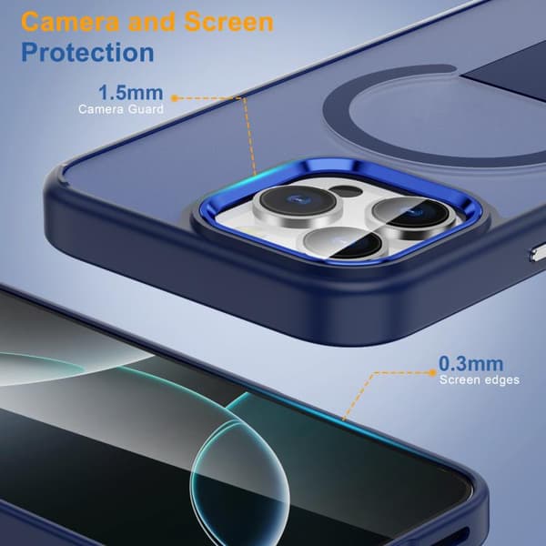 iPhone 16 Pro Max Skal med Osynlig Kickstand och MagSafe Blå