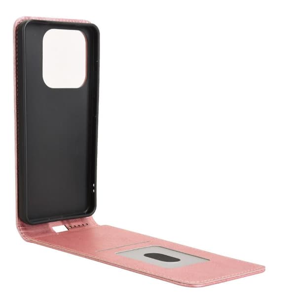 Redmi Note 14 5G - Magnetisk Vertikal Flip Läderfodral Roséguld