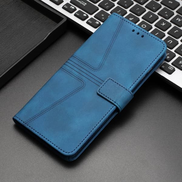 Redmi Note 14 5G - Triangulär Solid Färg Läder fodral Blå