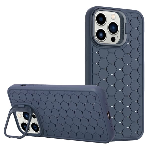 iPhone 16 Pro Honeycomb Strålande Linshållare Magsafe Skal Blå
