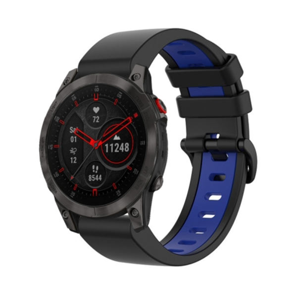 För Garmin EPIX Gen2 22 mm silikon watch i två färger Black-Blue