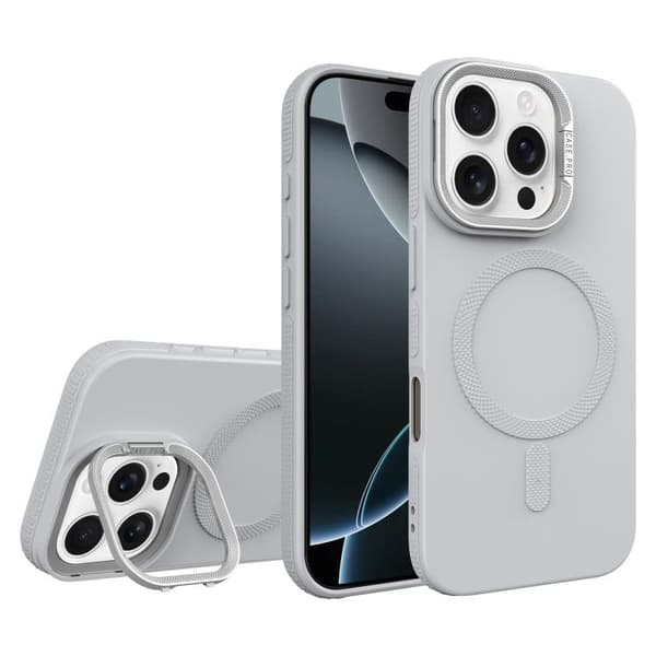 iPhone 16 Pro Diamond Textur Skal med MagSafe – Premium Känsla och Skydd Grå