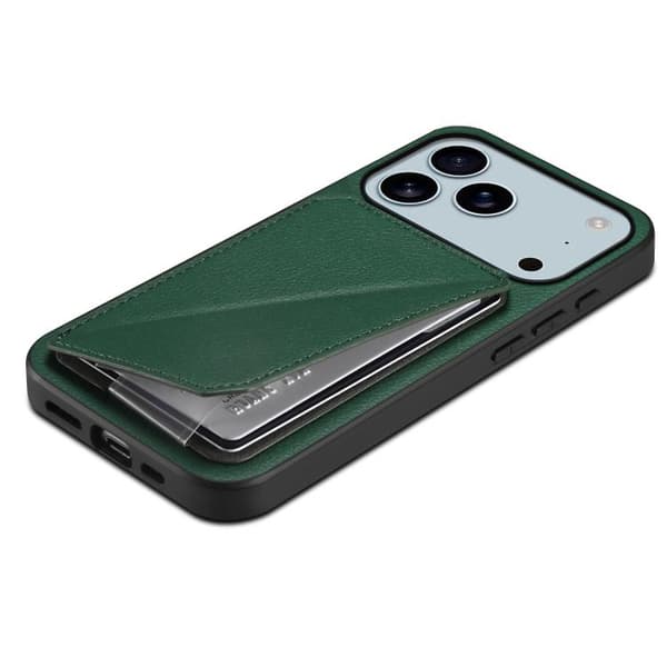 iPhone 17 Pro Skal - kalvtextur med dubbla kortfack Grön