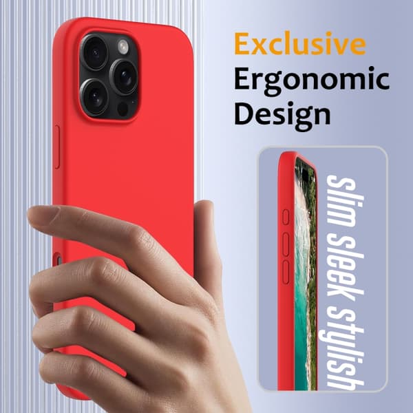 iPhone 16 Pro Shockproof Silikon Magsafe Skal Röd