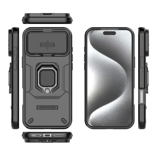 iPhone 18 Pro Max / iPhone 17 Pro Max Skal med Sliding Camshield TPU + PC Stötsäker med Hållare Svart