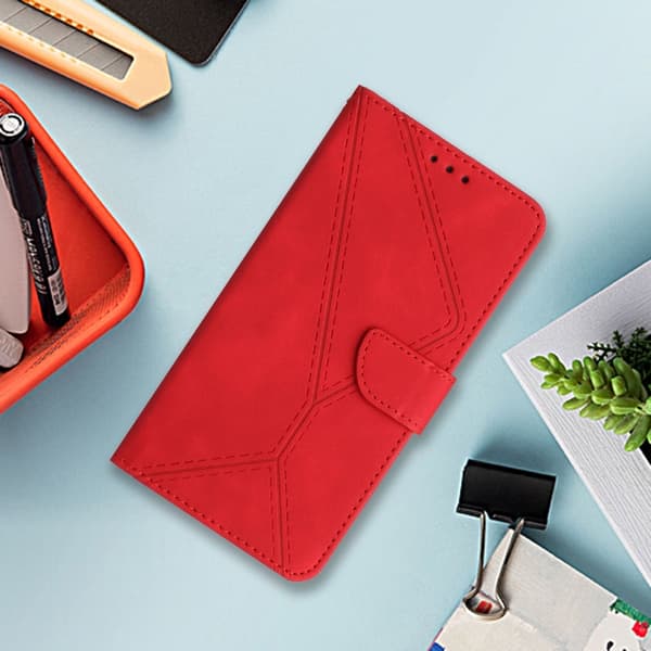 Redmi Note 14 5G - Stitchat Prägling Läderfodral Röd