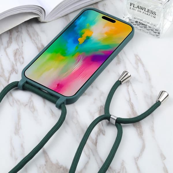 iPhone 18 Pro Max / iPhone 17 Pro Max Skal - Candyfärger med Lanyard Mörkgrön