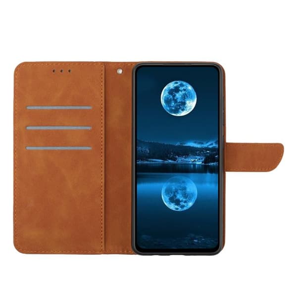 iPhone 18 Pro Max / iPhone 17 Pro Max Skal läderfodral med broderad präglad design Brun
