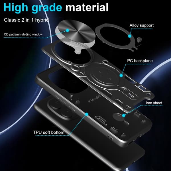 Redmi Note 14 Pro 5G - CD-textur Slidande Camshield Magnetisk Hållare fodral Silver