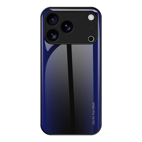 iPhone 18 Pro Max / iPhone 17 Pro Max Skal - Texturerad Gradient Glas TPU Mörkblå