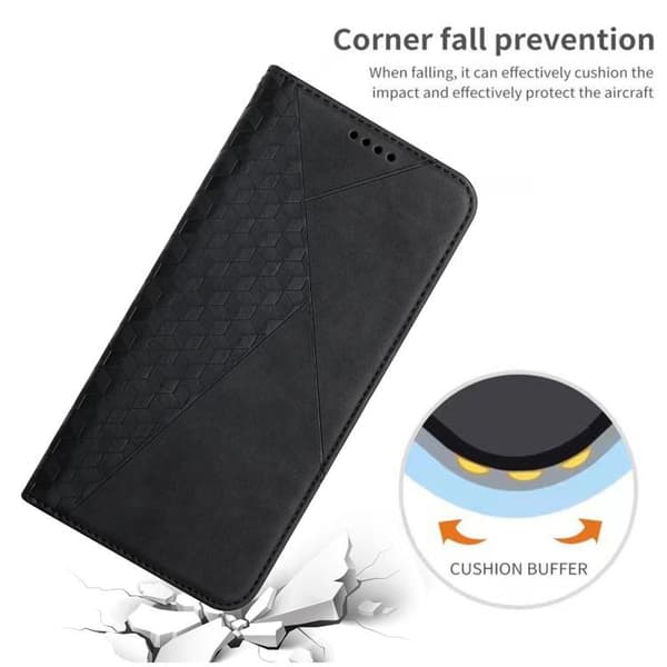 iPhone 18 Pro Max / iPhone 17 Pro Max Skal läderfodral - diamantsplicing med magnetisk känsla Svart