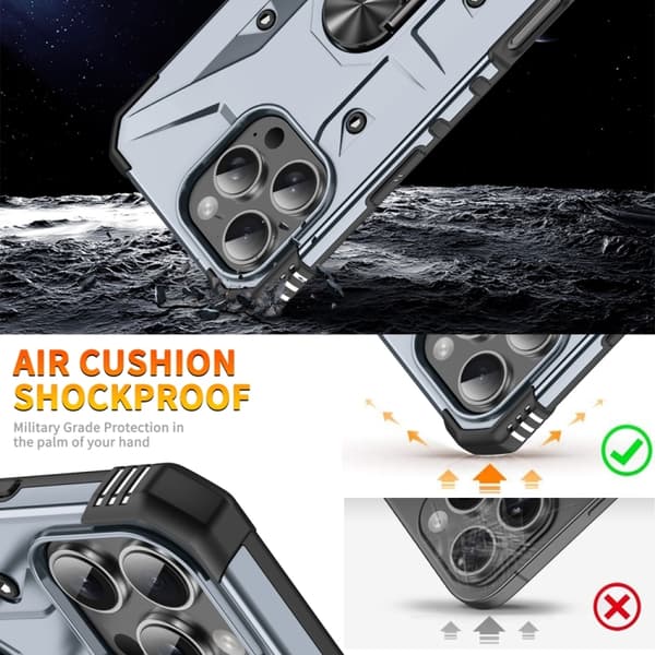 iPhone 16 Pro Ring Holder Skal - Elegant och Praktisk Skydd för Din Telefon Grå