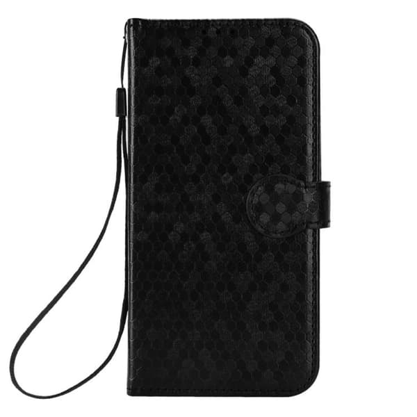 iPhone 18 Pro Max / iPhone 17 Pro Max Skal läderfodral med honungskaka pricktextur Svart