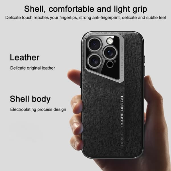 iPhone 16 Pro Max Fodral J-20 Läder Skyline Design - Full Coverage Skal Vit