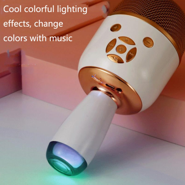 K58 Hem Bluetooth Trådlös Mikrofon Med Lampa Mobiltelefon K Sång Barn Mikrofon Ljud(rosa)