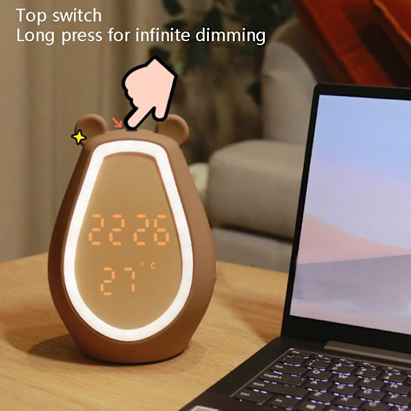 Björnalarmklocka LED Digital Tyst Sänglampa Bluetooth Högtalare USB Laddning Barn Cartoon Nattlampa(Bluetooth+Liten Programversion)