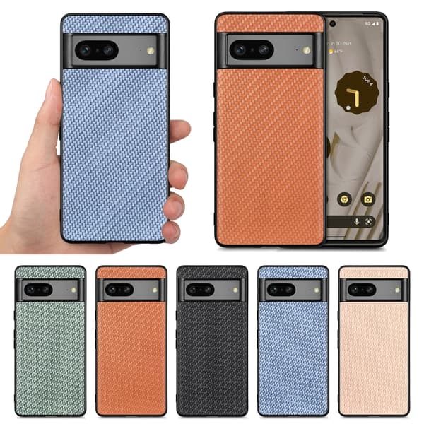 för Pixel 9a Skal med Kolfibertextur och Läderbaksida Grön