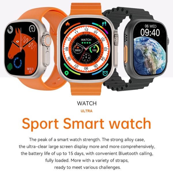 WIWU SW01 Ultra 1,9 tums IPS-skärm IP68 Vattentät Bluetooth Smart Watch Orange