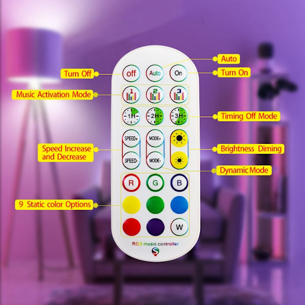 LED Symphony RGB Atmosfär Golvlampa med Fjärrkontroll, Längd:1.6m