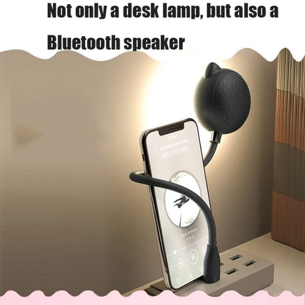 L3 USB Bluetooth-högtalare Ögonskydd Skrivbordslampa Sovrum Sänglampa (Vit)