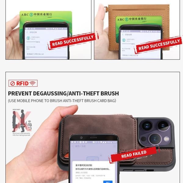 iPhone 18 Pro Max / iPhone 17 Pro Max Skal med RFID-skydd och PU-kortficka Röd
