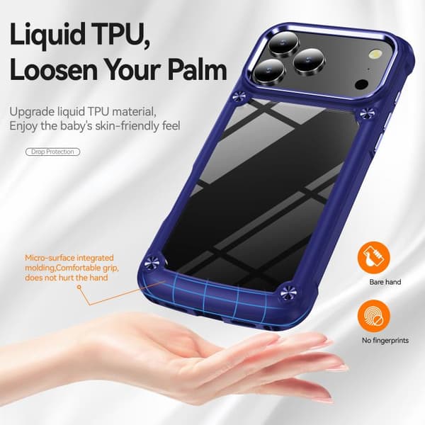 iPhone 18 Pro / iPhone 17 Pro Skal med TPU + PC Linsskydd Blå