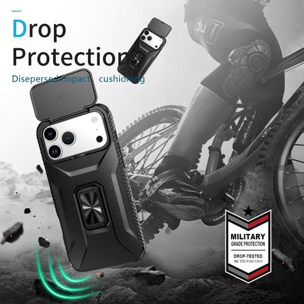 iPhone 18 Pro / iPhone 17 Pro Skal med Glidande Camshield Hållare Svart