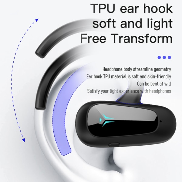 Bone Conduction Concepts Digital Display Stereo Bluetooth-hörlurar, Stil: Enstaka öra Röd