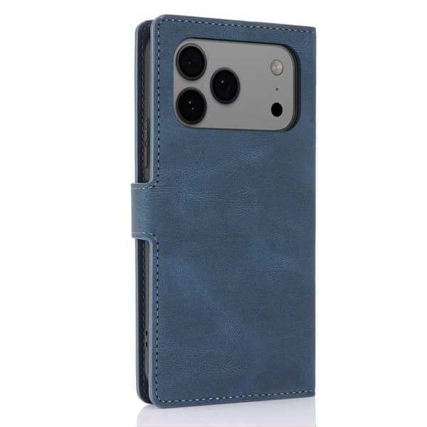 iPhone 18 Pro Max / iPhone 17 Pro Max Skal läderfodral med fantasy-känsla - kalvskinnstextur Blå