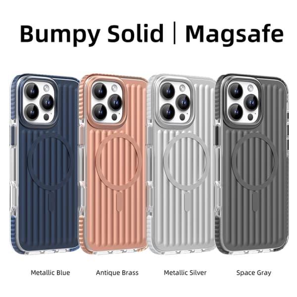 iPhone 16 Pro Max Mutural Corrugerad Textur Magsafe Magnetisk Stötsäker Skal Antik mässing