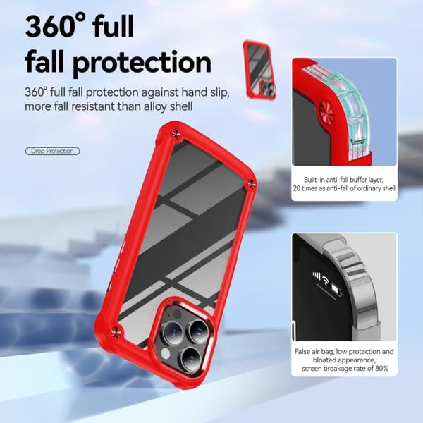 iPhone 16 Pro TPU + PC Linsskydd Skal Röd