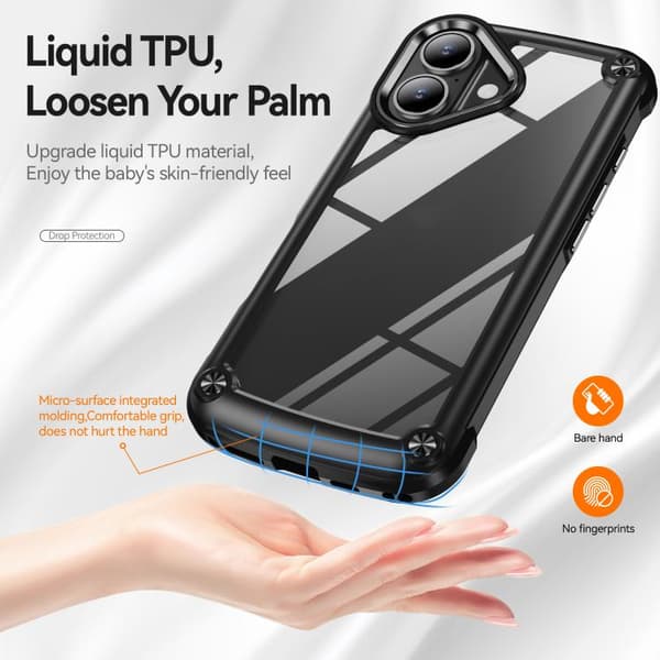 iPhone 17 Skal med TPU + PC Linsskydd Svart