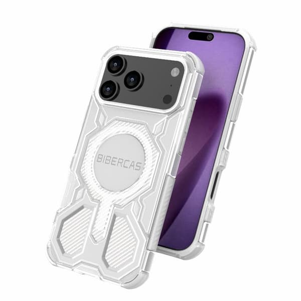 iPhone 18 Pro Max / iPhone 17 Pro Max Skal BIBERCAS Transparent Color Series MagSafe Air Bag Stötsäker Vit