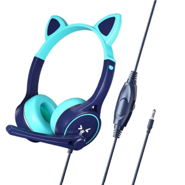 Soyto SY-G30 Cat Ear Computer Headset, Style: Icke-ljusversion Blå grön