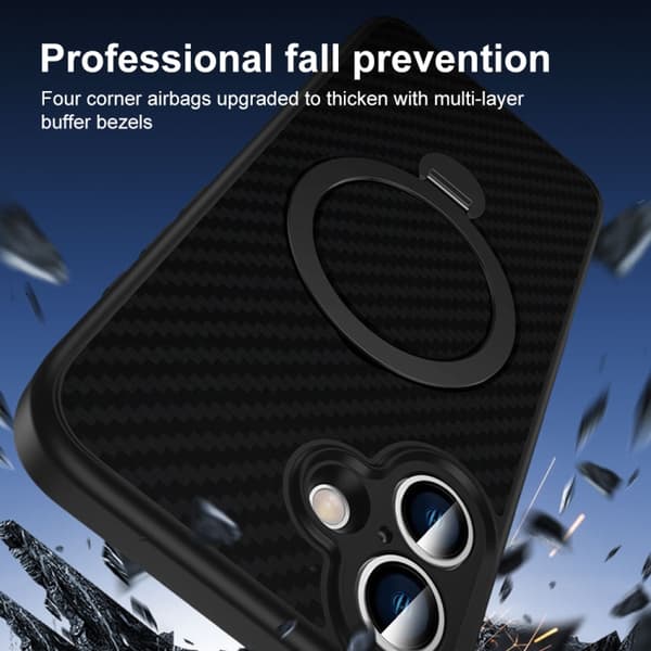 iPhone 18 Pro / iPhone 17 Pro Skal - Kolfiber med MagSafe 360 Graders Rotering