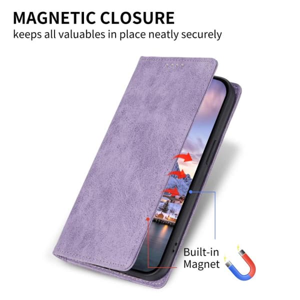 iPhone 17 Air Skal läderfodral - solid färg med magnetisk RFID Purpur