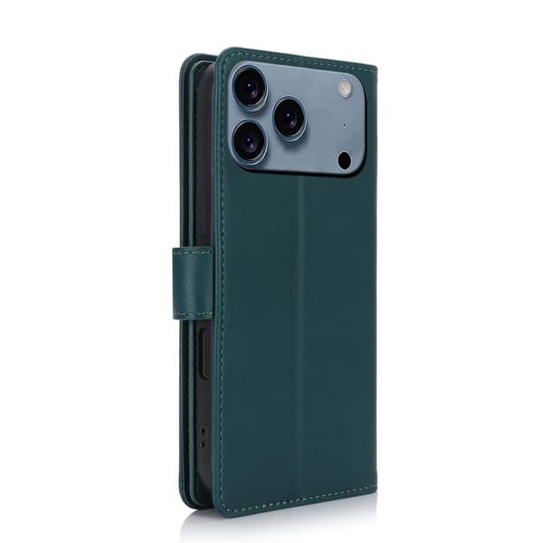 iPhone 18 Pro Max / iPhone 17 Pro Max Skal läderfodral med RFID och flera kortfack Grön