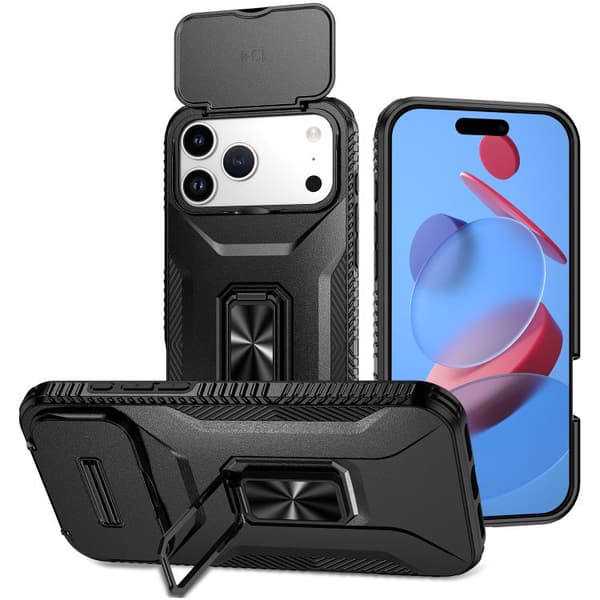 iPhone 18 Pro Max / iPhone 17 Pro Max Skal med Sliding Camshield Holder Svart