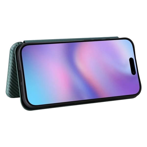 iPhone 17 Skal läderfodral - kolfibertextur Grön