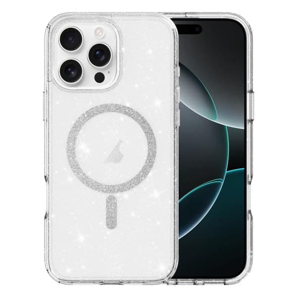 iPhone 16 Pro Klar Glitter Pulver MagSafe Skal