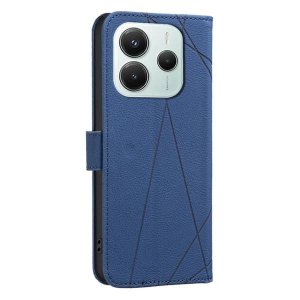 Redmi Note 14 5G - Geometriskt Mönster RFID Läderfodral Blå